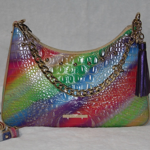 BRAHMIN Mod Esme Shoulder Bag Colorful Rainbow Leather Purse Handbag NWT